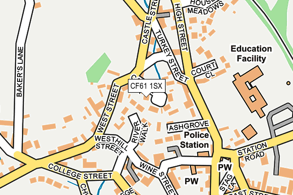 CF61 1SX map - OS OpenMap – Local (Ordnance Survey)