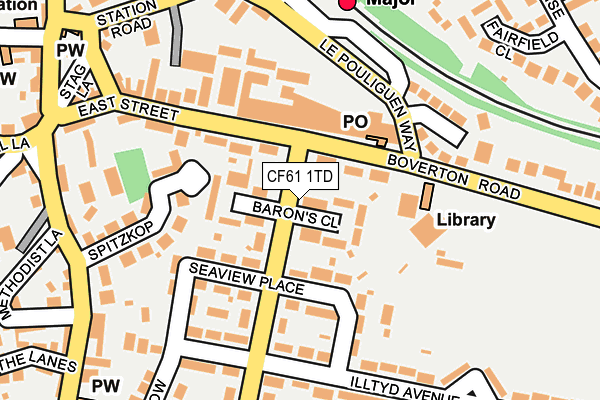 CF61 1TD map - OS OpenMap – Local (Ordnance Survey)