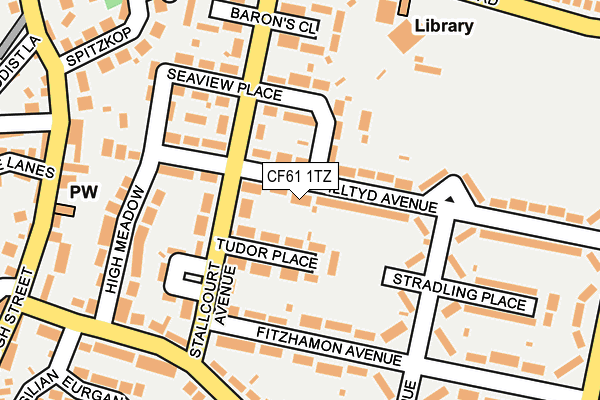 CF61 1TZ map - OS OpenMap – Local (Ordnance Survey)