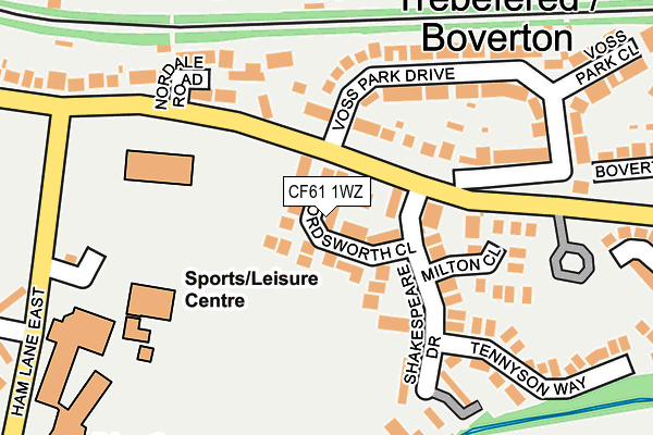 CF61 1WZ map - OS OpenMap – Local (Ordnance Survey)