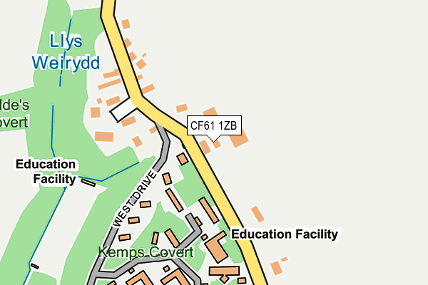 CF61 1ZB map - OS OpenMap – Local (Ordnance Survey)