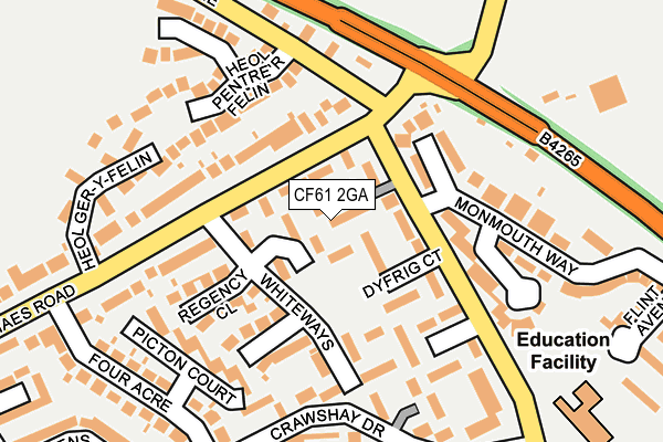 CF61 2GA map - OS OpenMap – Local (Ordnance Survey)