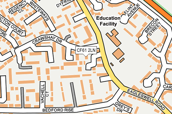 CF61 2LN map - OS OpenMap – Local (Ordnance Survey)