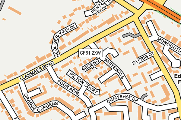 CF61 2XW map - OS OpenMap – Local (Ordnance Survey)