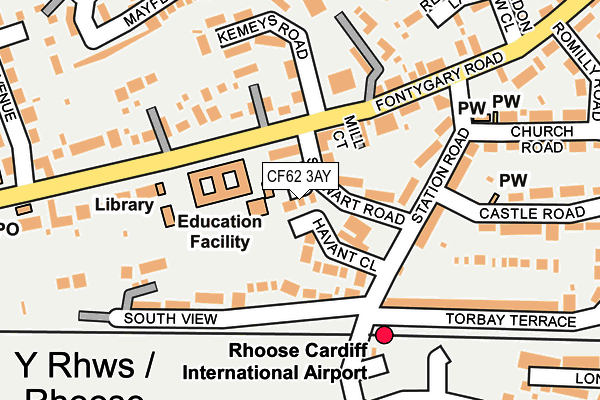CF62 3AY map - OS OpenMap – Local (Ordnance Survey)