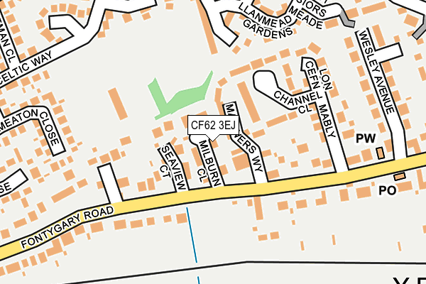 CF62 3EJ map - OS OpenMap – Local (Ordnance Survey)