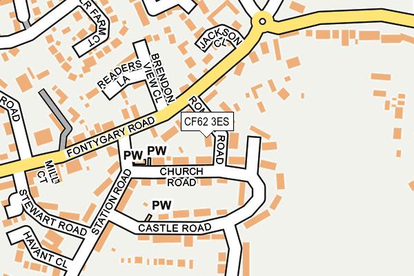 CF62 3ES map - OS OpenMap – Local (Ordnance Survey)