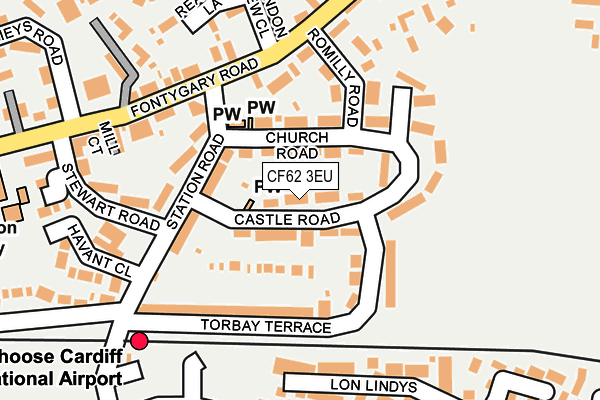CF62 3EU map - OS OpenMap – Local (Ordnance Survey)