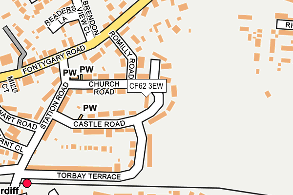 CF62 3EW map - OS OpenMap – Local (Ordnance Survey)