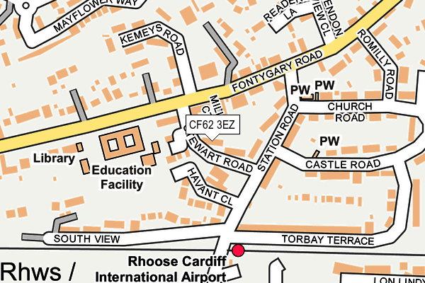 CF62 3EZ map - OS OpenMap – Local (Ordnance Survey)