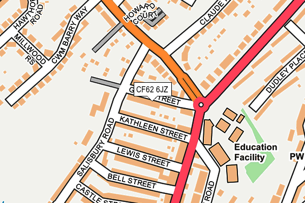 CF62 6JZ map - OS OpenMap – Local (Ordnance Survey)