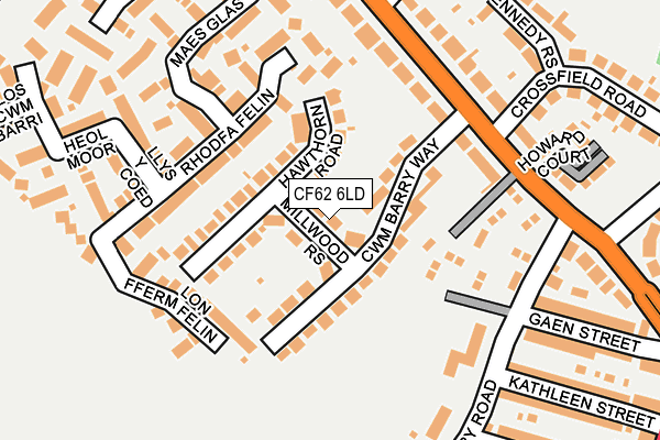 CF62 6LD map - OS OpenMap – Local (Ordnance Survey)