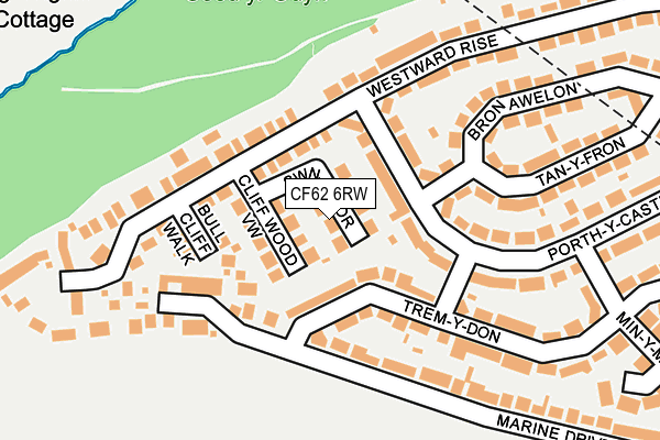 CF62 6RW map - OS OpenMap – Local (Ordnance Survey)