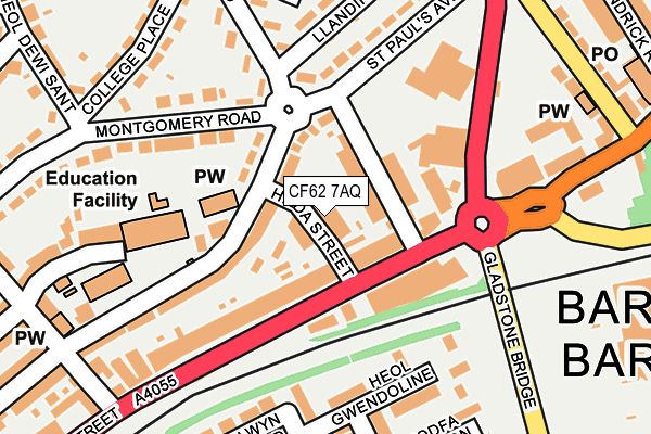 CF62 7AQ map - OS OpenMap – Local (Ordnance Survey)