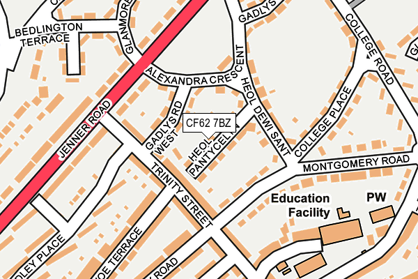 CF62 7BZ map - OS OpenMap – Local (Ordnance Survey)