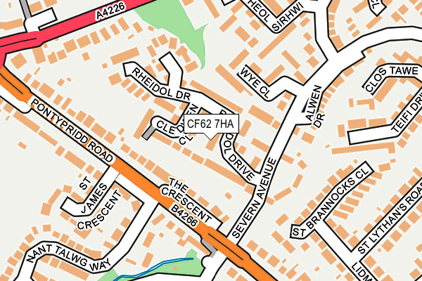 CF62 7HA map - OS OpenMap – Local (Ordnance Survey)