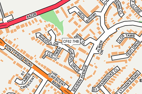 CF62 7HB map - OS OpenMap – Local (Ordnance Survey)