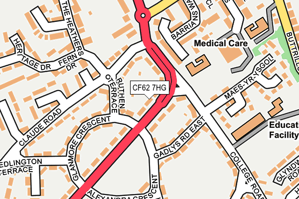 CF62 7HG map - OS OpenMap – Local (Ordnance Survey)