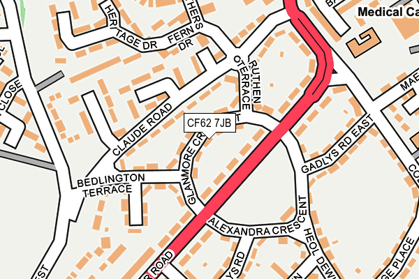 CF62 7JB map - OS OpenMap – Local (Ordnance Survey)