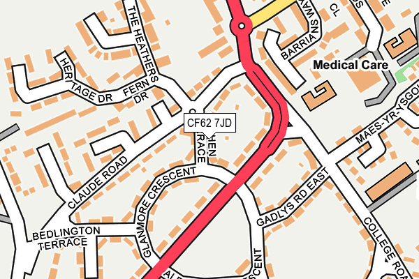CF62 7JD map - OS OpenMap – Local (Ordnance Survey)