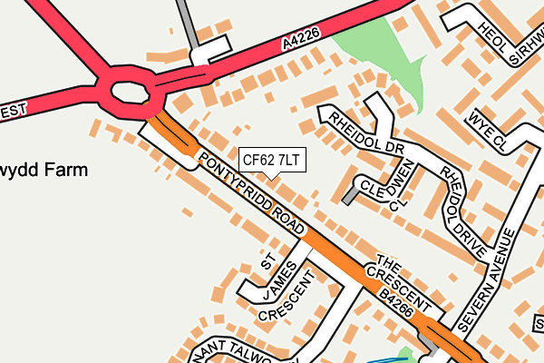 CF62 7LT map - OS OpenMap – Local (Ordnance Survey)