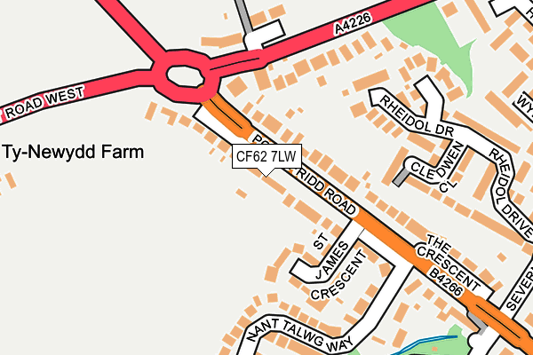 CF62 7LW map - OS OpenMap – Local (Ordnance Survey)