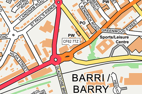 CF62 7TZ map - OS OpenMap – Local (Ordnance Survey)