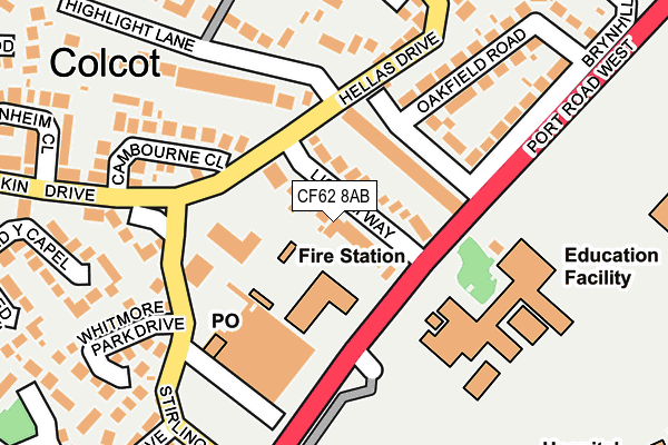 CF62 8AB map - OS OpenMap – Local (Ordnance Survey)