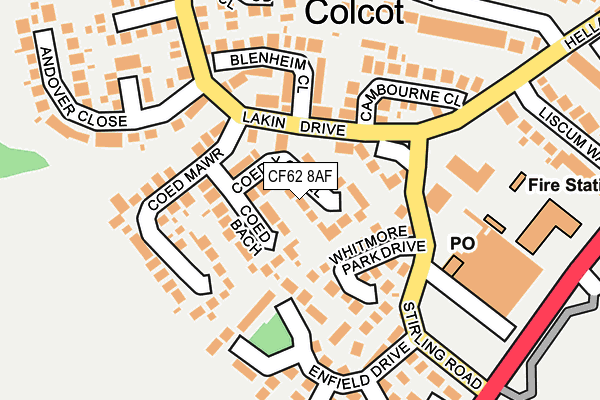 CF62 8AF map - OS OpenMap – Local (Ordnance Survey)