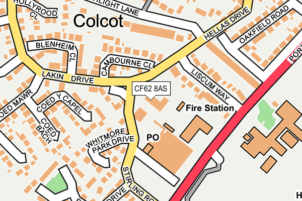 CF62 8AS map - OS OpenMap – Local (Ordnance Survey)