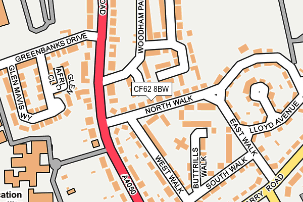 CF62 8BW map - OS OpenMap – Local (Ordnance Survey)