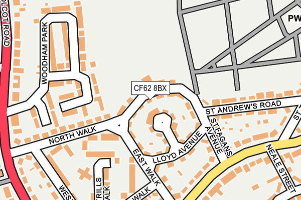 CF62 8BX map - OS OpenMap – Local (Ordnance Survey)