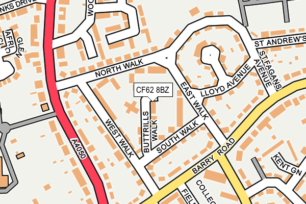 CF62 8BZ map - OS OpenMap – Local (Ordnance Survey)