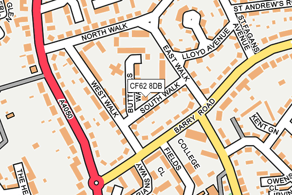 CF62 8DB map - OS OpenMap – Local (Ordnance Survey)