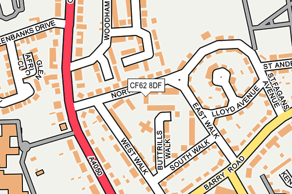 CF62 8DF map - OS OpenMap – Local (Ordnance Survey)