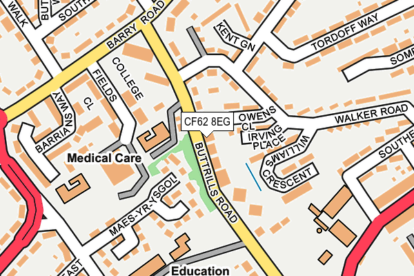 CF62 8EG map - OS OpenMap – Local (Ordnance Survey)