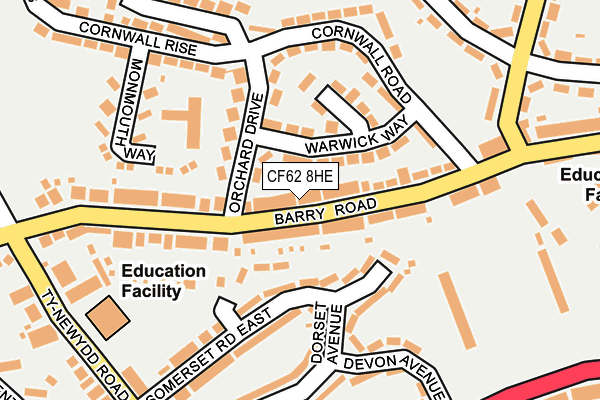 CF62 8HE map - OS OpenMap – Local (Ordnance Survey)