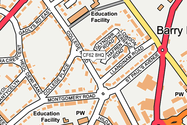 CF62 8HQ map - OS OpenMap – Local (Ordnance Survey)