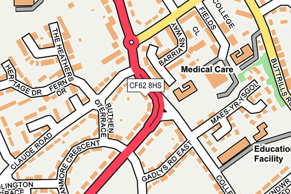 CF62 8HS map - OS OpenMap – Local (Ordnance Survey)