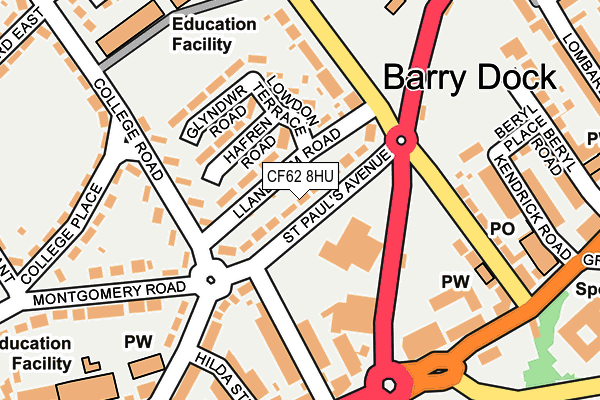 CF62 8HU map - OS OpenMap – Local (Ordnance Survey)