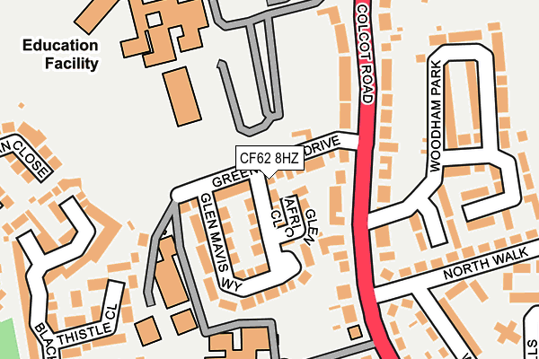 CF62 8HZ map - OS OpenMap – Local (Ordnance Survey)