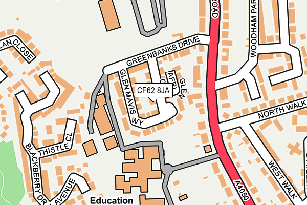 CF62 8JA map - OS OpenMap – Local (Ordnance Survey)