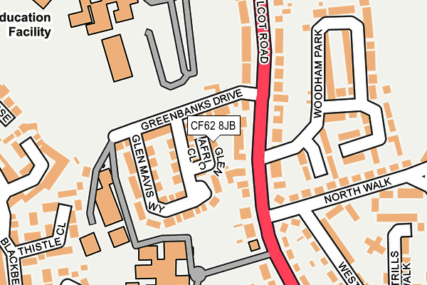 CF62 8JB map - OS OpenMap – Local (Ordnance Survey)