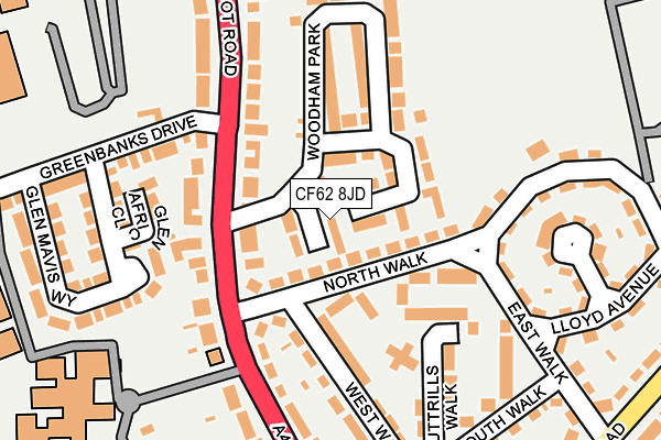 CF62 8JD map - OS OpenMap – Local (Ordnance Survey)