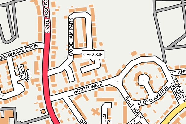 CF62 8JF map - OS OpenMap – Local (Ordnance Survey)