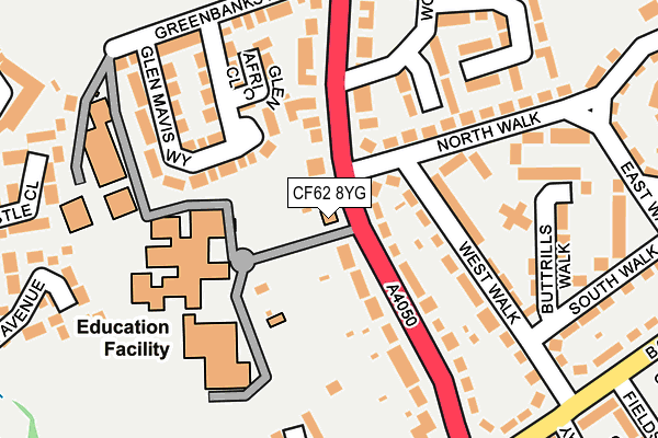 CF62 8YG map - OS OpenMap – Local (Ordnance Survey)