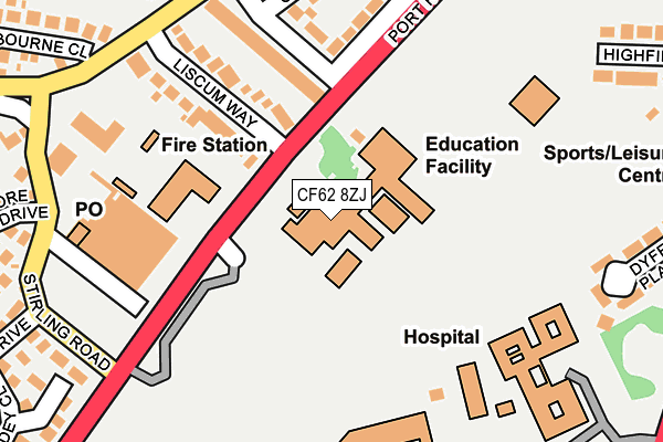 CF62 8ZJ map - OS OpenMap – Local (Ordnance Survey)