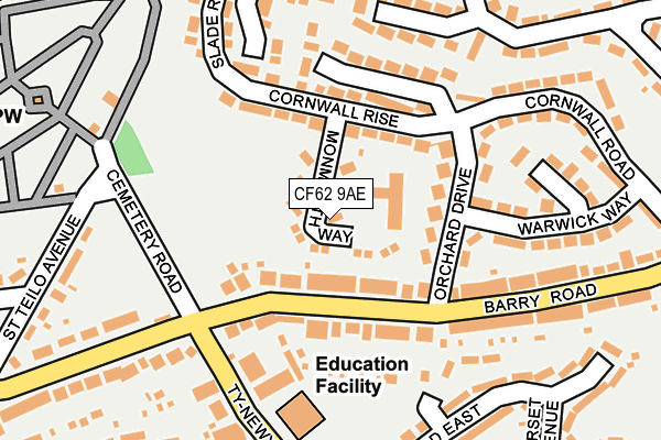 CF62 9AE map - OS OpenMap – Local (Ordnance Survey)