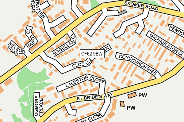 CF62 9BW map - OS OpenMap – Local (Ordnance Survey)