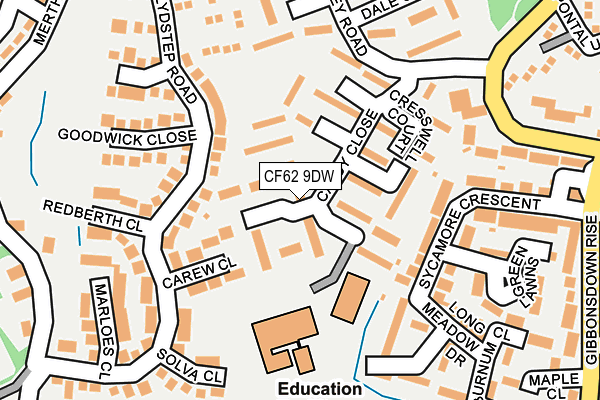 CF62 9DW map - OS OpenMap – Local (Ordnance Survey)